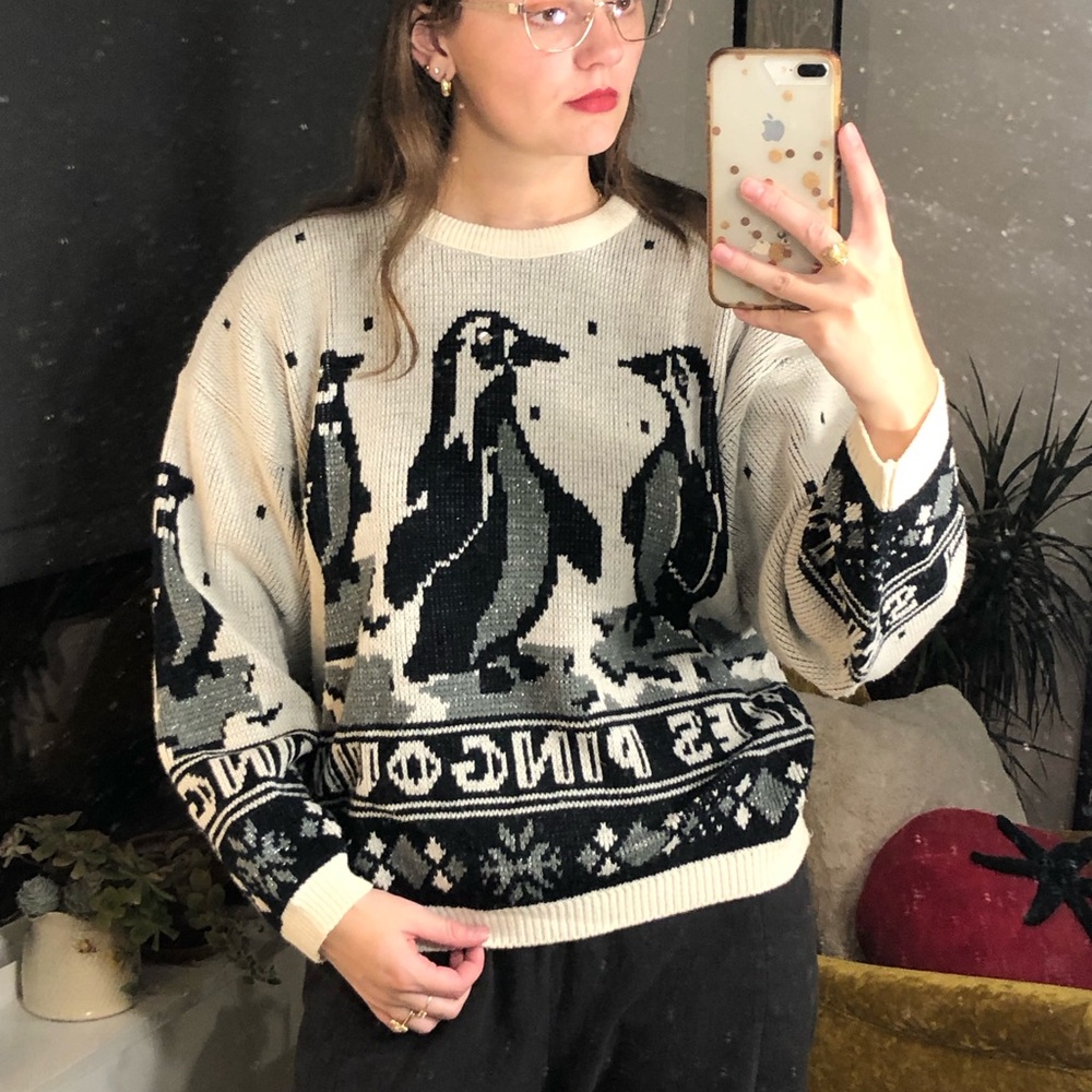 1980s unisex penguin sweater